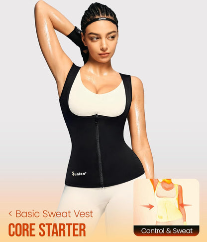 Sauna Suit for Women Waist Trainer Vest for Women Sweat Tank Top Shaper for Women with Zipper